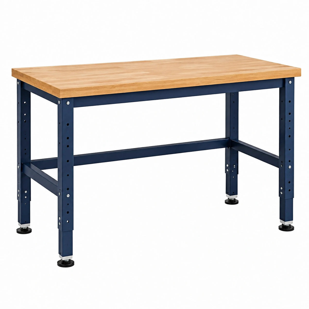 Établi 120 x 60 x 90 cm en bois et acier bleu - hauteur réglable style industriel