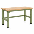 Établi 120 x 60 x 85 cm plateau en bois massif naturel structure en acier vert style industriel