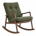 Fauteuil à bascule 68 x 92 x 98 cm en bois et tissu bouclé vert style rétro