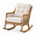 Fauteuil à bascule 70 x 90 x 100 cm en bois naturel et corde tressée beige style bohème