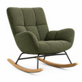 Fauteuil à bascule 75 x 95 x 103 cm en tissu vert avec piètement métal et bois