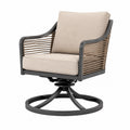 Fauteuil de jardin 78 x 80 x 90 cm en métal et corde tressée beige noir pivotant style contemporain