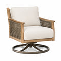 Fauteuil pivotant 82 x 82 x 88 cm en bois et corde tressée beige style contemporain