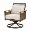 Fauteuil de jardin pivotant 76 x 78 x 92 cm en métal corde beige et marron