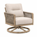 Fauteuil 75 x 80 x 85 cm en bois et corde beige pivotant