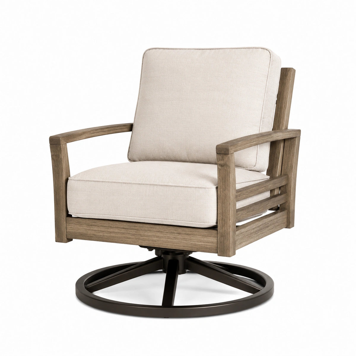 Fauteuil pivotant 78 x 82 x 96 cm en bois tissu beige style contemporain