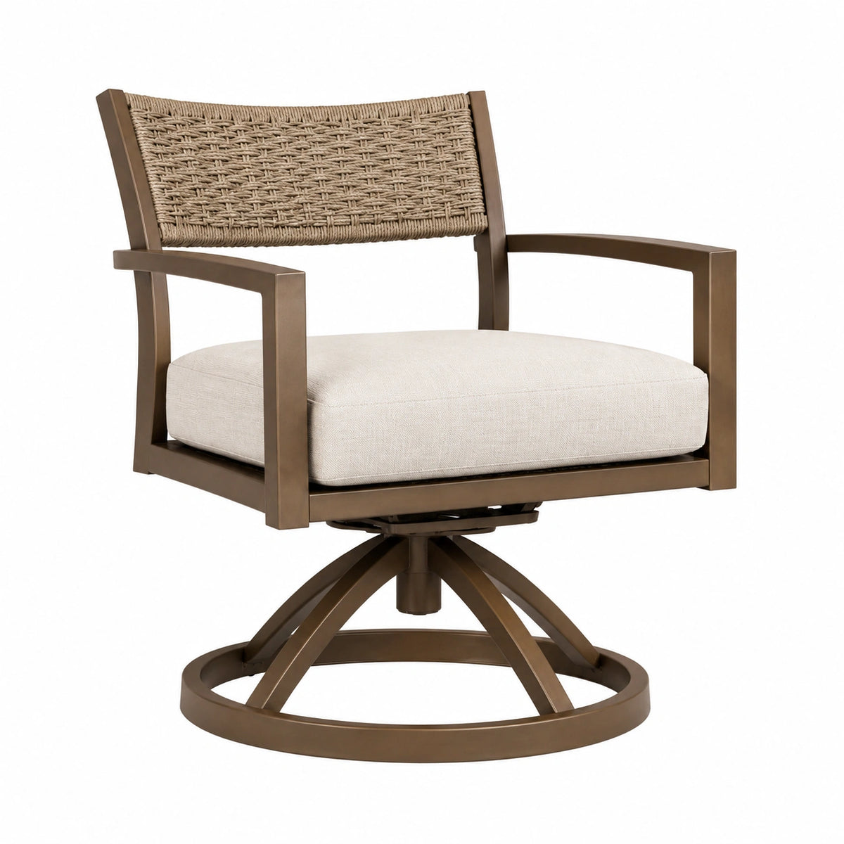 Fauteuil de jardin 72 x 75 x 88 cm métal brun corde tressée pivotant