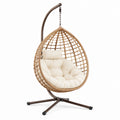 Fauteuil suspendu 105 x 105 x 195 cm en métal et tressage beige marron avec support style bohème
