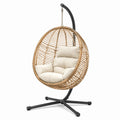 Fauteuil suspendu 105 x 105 x 195 cm en rotin beige et acier noir - Style bohème intérieur