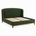 Lit double 160 x 200 cm en tissu vert avec sommier à lattes style rétro