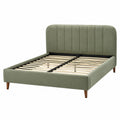 Lit double 160 x 200 cm en tissu vert avec sommier à lattes style contemporain