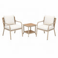 Salon de jardin 3 pièces en aluminium beige avec table 50 x 50 cm style contemporain